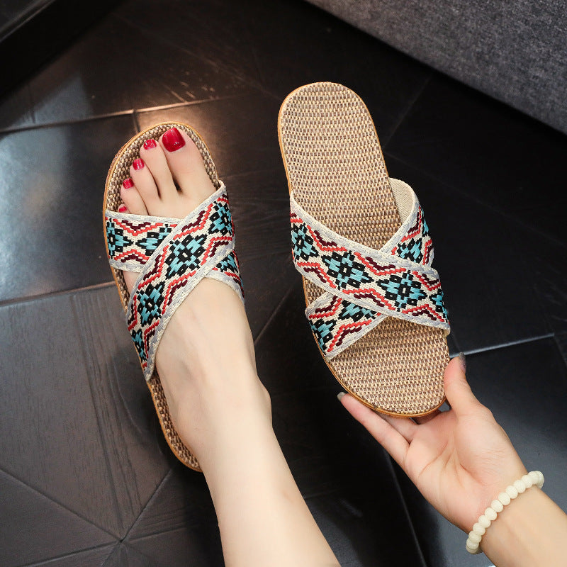 Couple Non-slip Cotton Linen Eva Soft Bottom Fashion Japan And South Korea Sandals